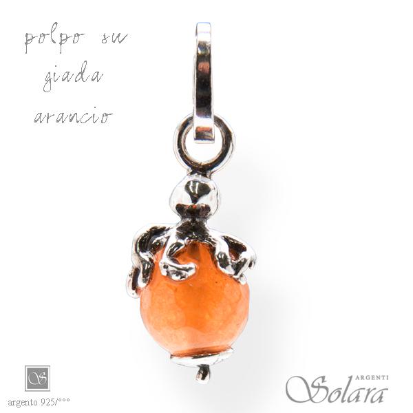 Ciondolo Polpo su Giada arancio