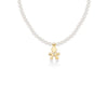 Collana di perle da 2,5-3 mm, sagoma bimbo in oro giallo con diamantino ct 0,005. LBB820