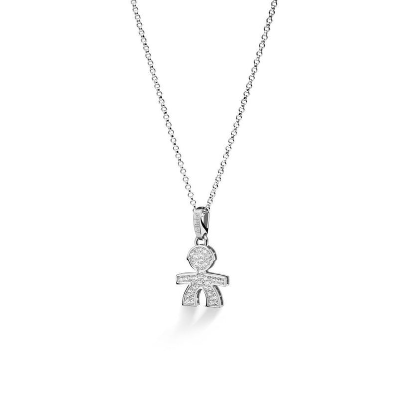 Collana Pavé micro-setting ct 0.22 bimbo piccolo oro bianco LBB151 - orlandogioielleria.com